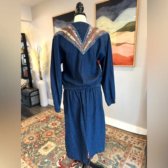 Vintage Noah’s Flood Denim Patchwork Jacket and Skirt - Picture 4 of 16